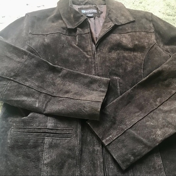 COOLWEAR Leather Jacket, Brown Leather Jacket, Bomber Jacket, Zip Up, Large - Picture 7 of 16